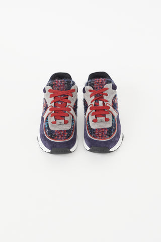Chanel Navy & Multicolour Tweed CC Sneaker