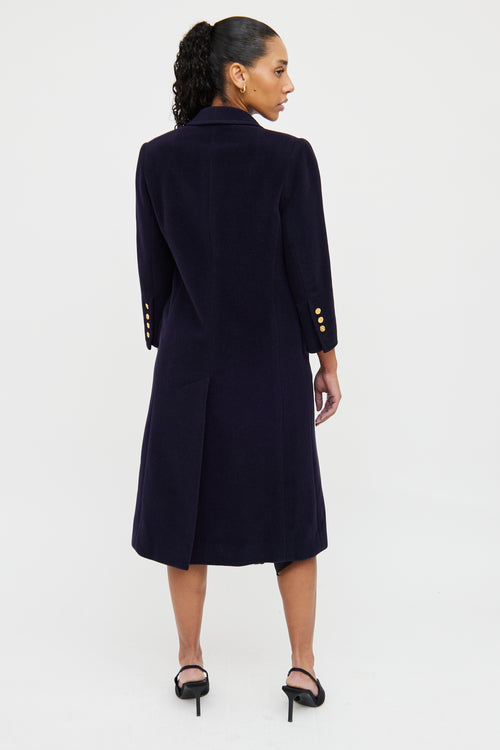 Chanel Navy 1980s Wool Gold Button Coat