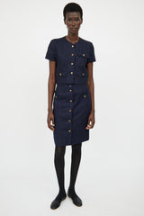 Chanel Navy Linen Skirt Co-Ord Set