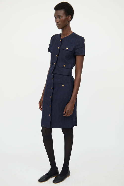 Chanel Navy Linen Skirt Co-Ord Set