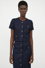 Chanel Navy Linen Skirt Co-Ord Set