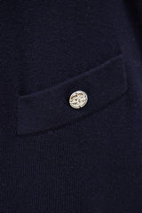 Chanel Navy & White Cashmere Open Front Cardigan