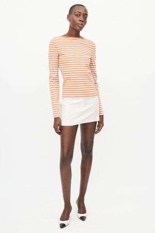 Chanel Orange & Cream Striped Knit Top