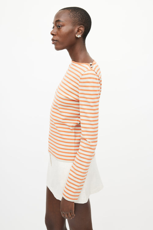 Chanel Orange & Cream Striped Knit Top