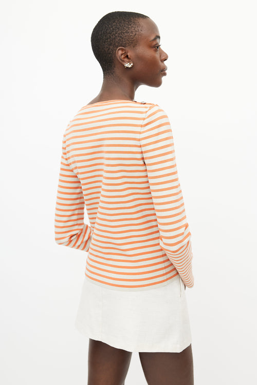 Chanel Orange & Cream Striped Knit Top