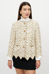 Chanel PF 2018 White & Beige Wool Tweed Jacket