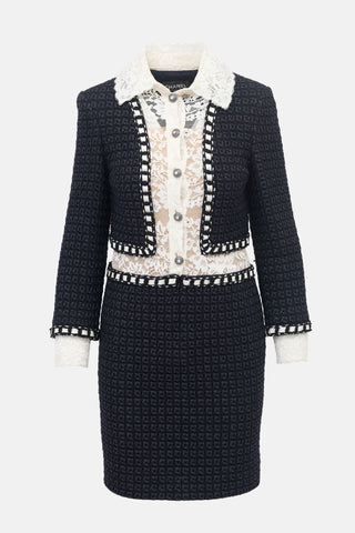 Chanel PF 2015 Metallic Knit Lace Dress