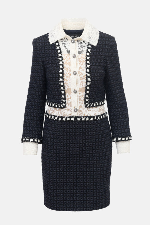 Chanel PF 2015 Metallic Knit Lace Dress