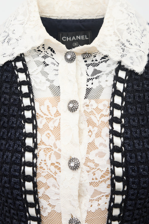 Chanel PF 2015 Metallic Knit Lace Dress