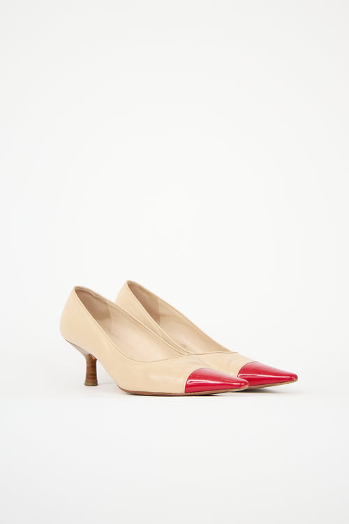 Chanel Patent & Leather Cap Toe Pump