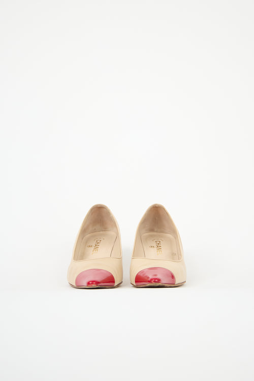 Chanel Patent & Leather Cap Toe Pump