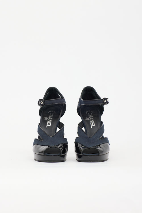 Chanel Patent & Canvas CC Heel