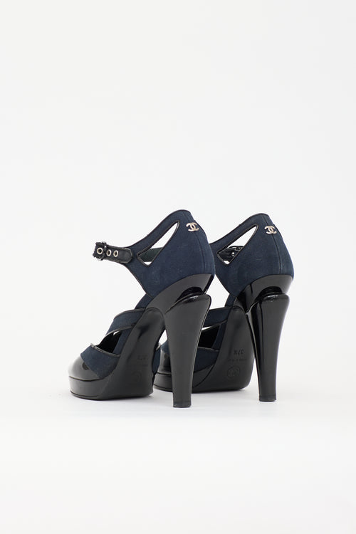 Chanel Patent & Canvas CC Heel