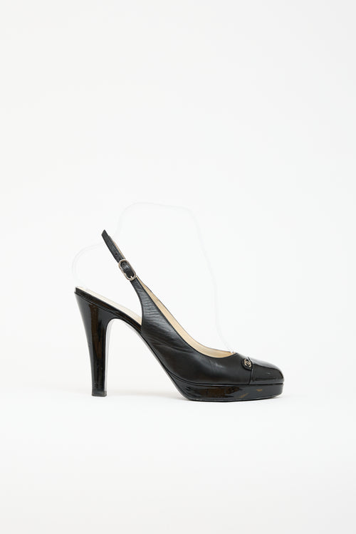Chanel Patent & Leather Slingback Heel