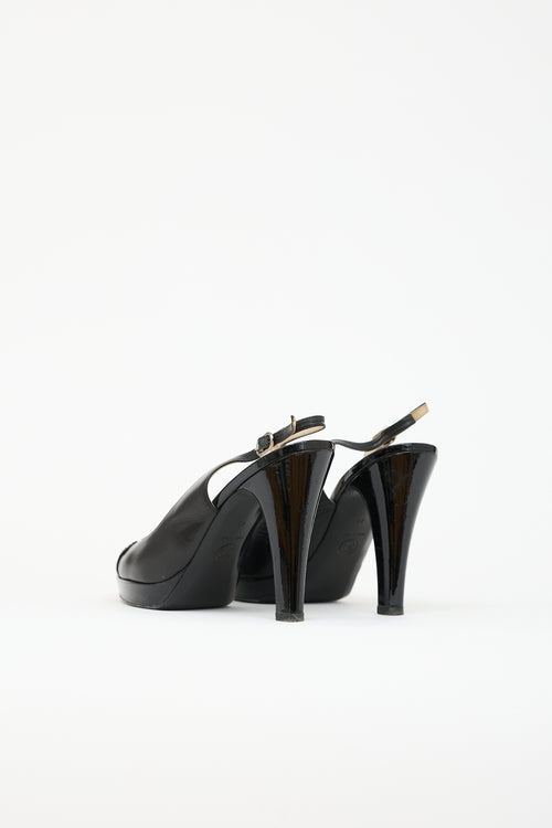 Chanel Patent & Leather Slingback Heel