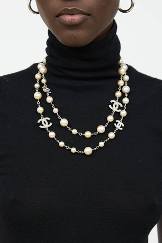 Chanel 2014 Pearl CC Station Necklace