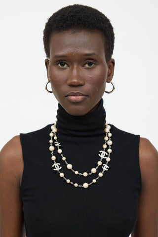 Chanel 2014 Pearl CC Station Necklace