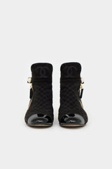 Chanel Pearl CC Quilted Suede Ankle Boot