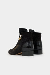 Chanel Pearl CC Quilted Suede Ankle Boot