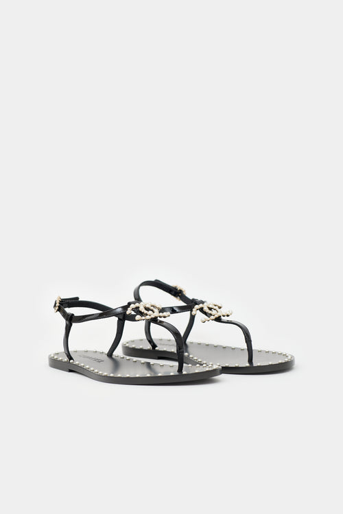 Chanel Pearl CC Thong Sandal