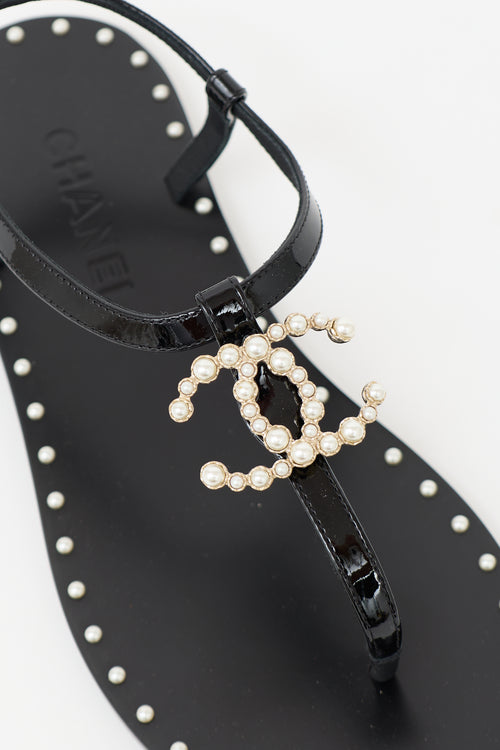 Chanel Pearl CC Thong Sandal
