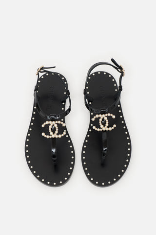 Chanel Pearl CC Thong Sandal