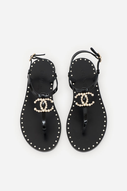 Chanel Pearl CC Thong Sandal
