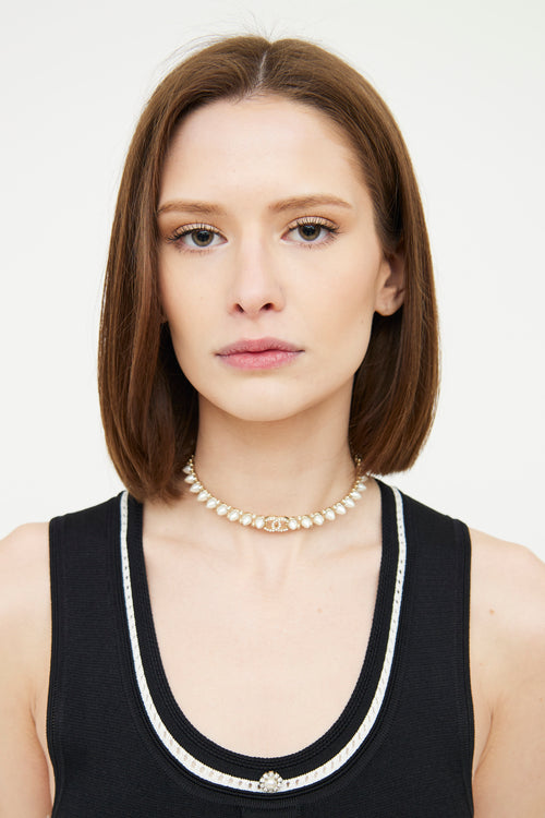 Chanel SS22 Gold Tone Spike Choker Necklace