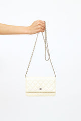Chanel 2014/15 Cream Iridescent Caviar CC Wallet on Chain Bag