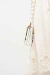 Chanel 2021 White Pearl Strap Mini Wallet On Chain Bag