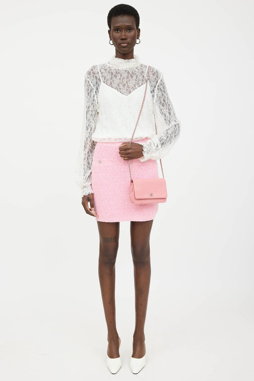 Chanel 2012 Camellia Embossed Wallet on Chain