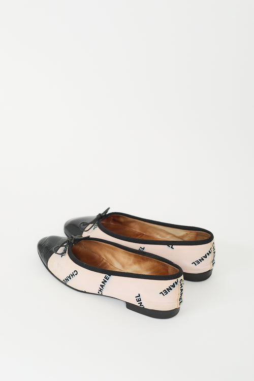 Chanel Light Pink & Black Monogram Flat