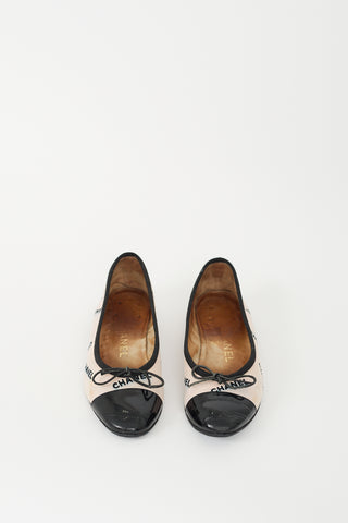 Chanel Light Pink & Black Monogram Flat