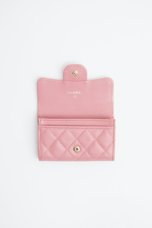 Chanel Pink Caviar Flap Card Case
