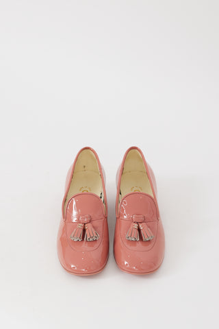 Chanel Pink & Gold Patent Leather Tassel Loafer