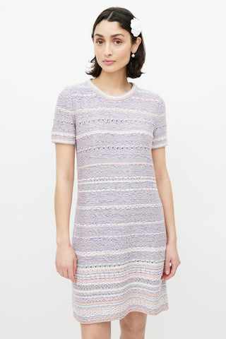 Chanel Pink & Multicolour Woven Silk Dress