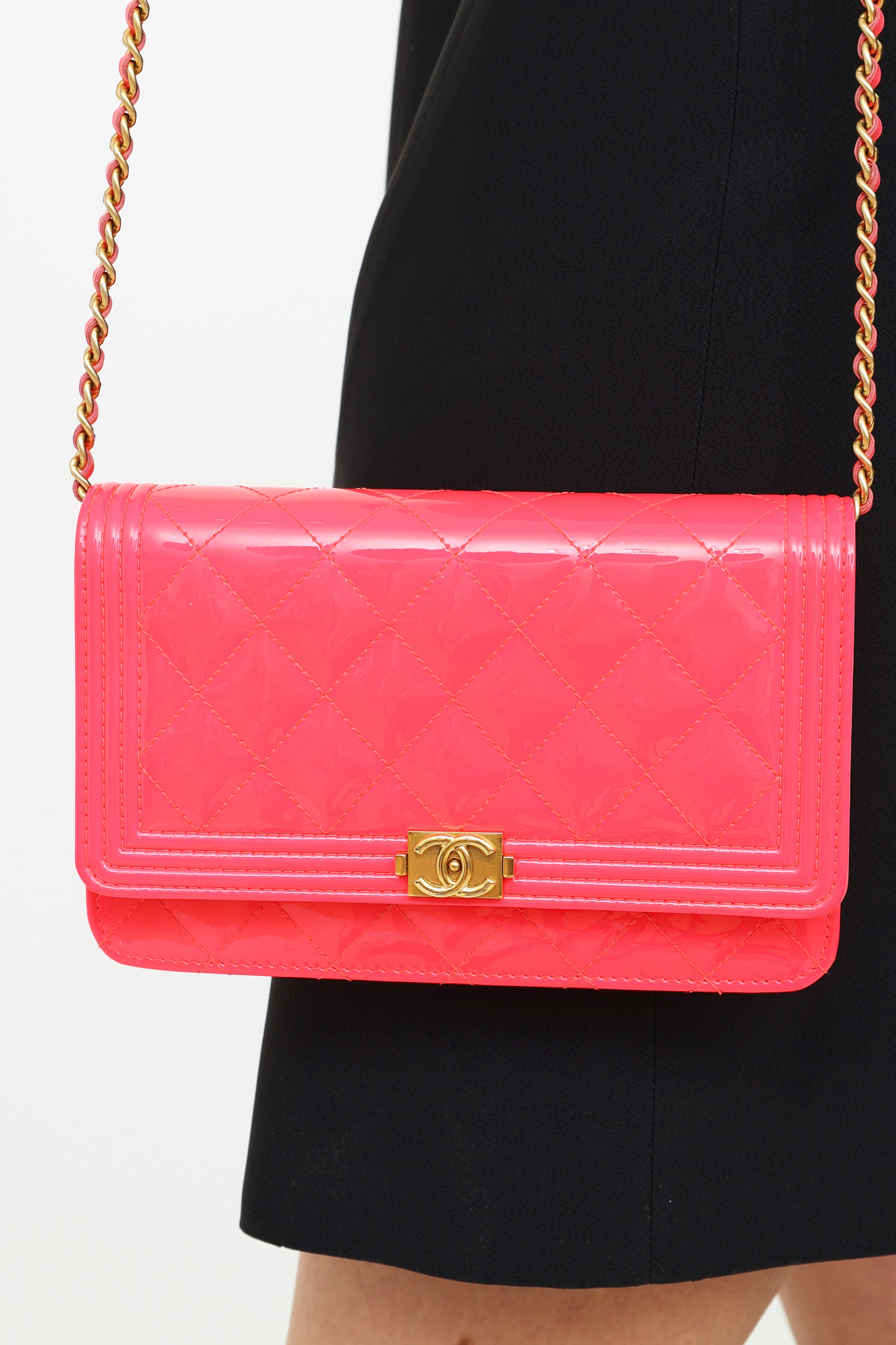 Chanel // Pink Quilted Patent Wallet on Chain Bag – VSP Consignment