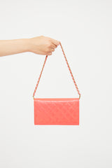 Chanel Pink Patent Quilted Boy Clutch