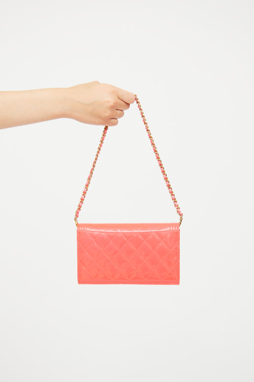 Chanel Pink Patent Quilted Boy Clutch