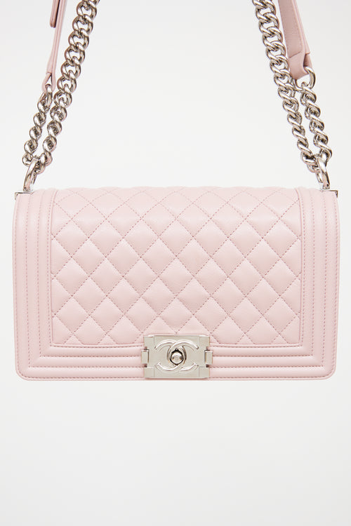 Chanel Blush Pink Quilted Medium Boy Bag