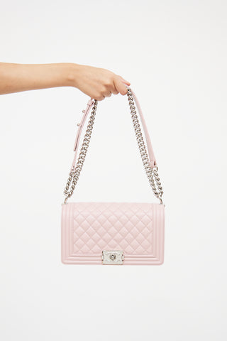 Chanel Blush Pink Quilted Medium Boy Bag