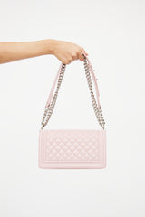 Chanel Blush Pink Quilted Medium Boy Bag