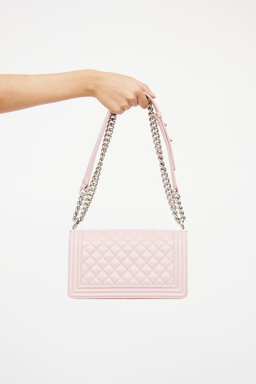 Chanel Blush Pink Quilted Medium Boy Bag