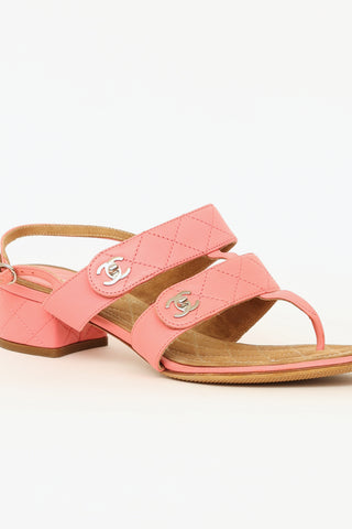Chanel Pink Quilted CC Sandals