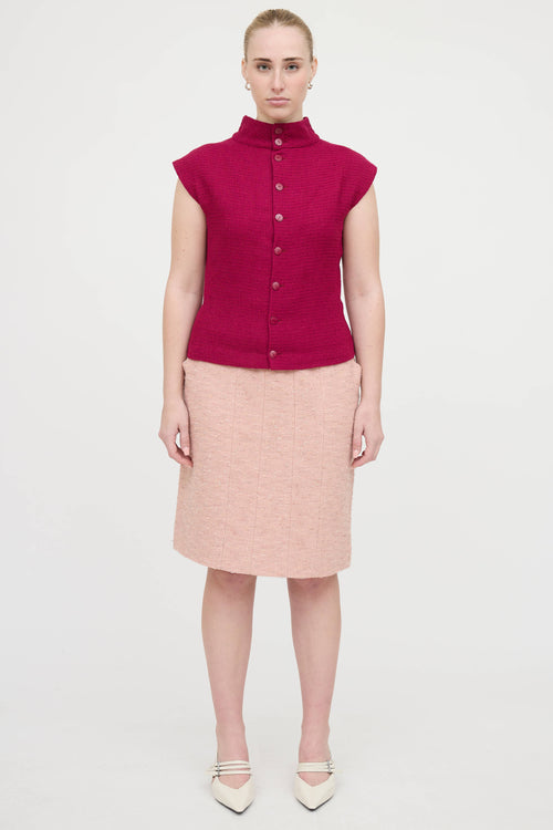 Chanel 2000 Wool Blend Paneled Skirt