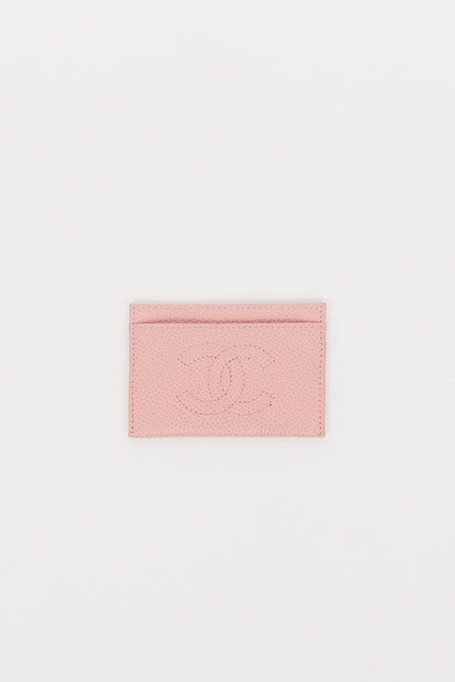 Chanel 2004 Pink Pebbled Leather CC Cardholder