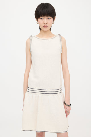Chanel Piqué Sleeveless Cord Dress