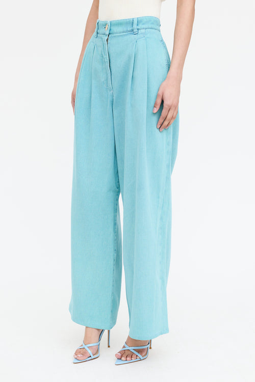 Chanel Pleated Wide Leg Jean