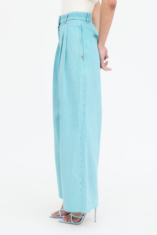 Chanel Pleated Wide Leg Jean