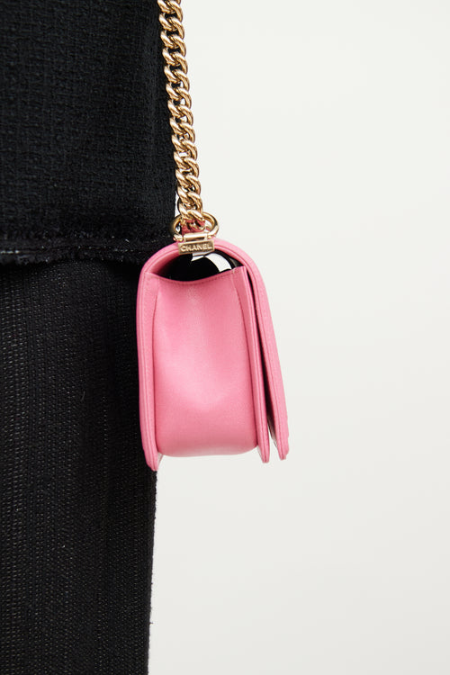 Chanel 2019 Pink Chevron Medium Boy Bag